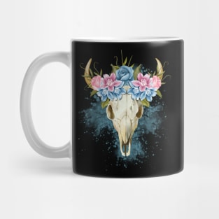 Animal skull with flowers in boho hippie style Mug